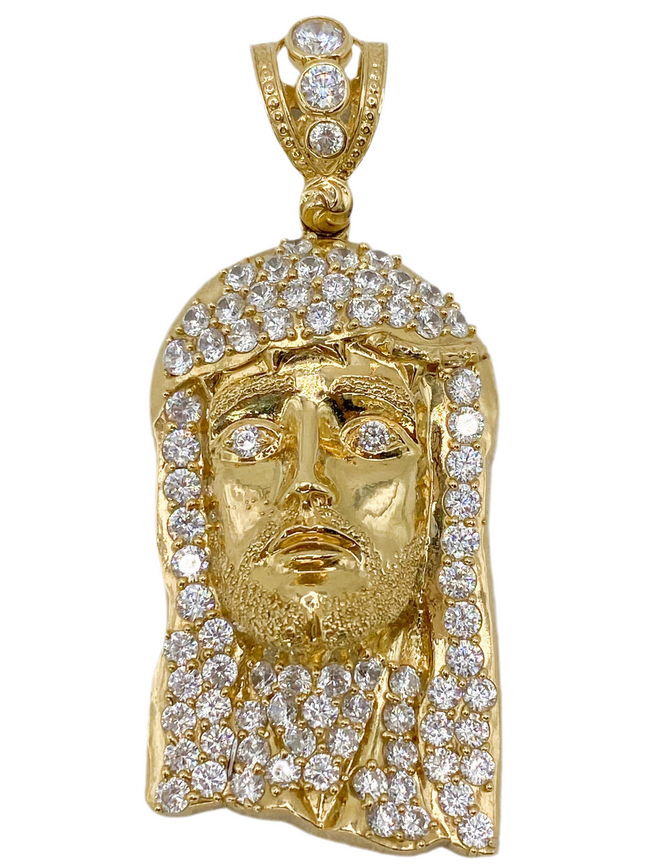 Medalla cara de cristo 14k, 6cm x 25 mm