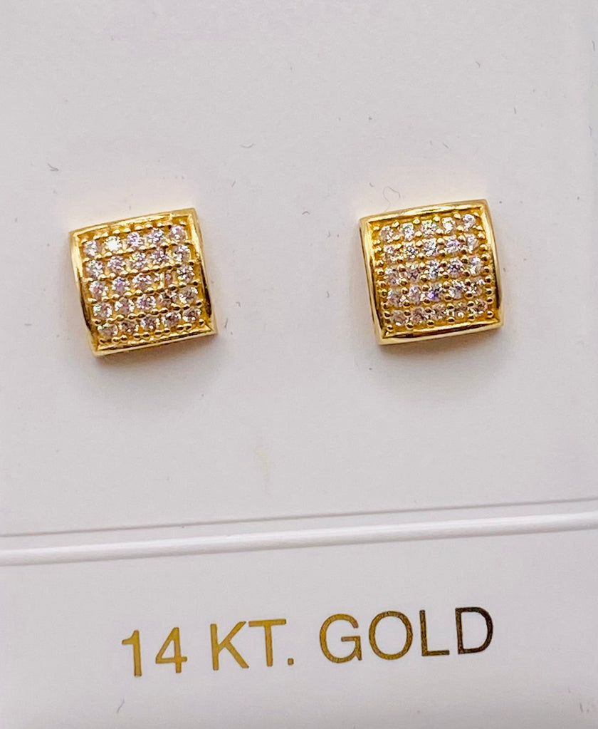 Aretes cuadrado 14k, 7.1mm