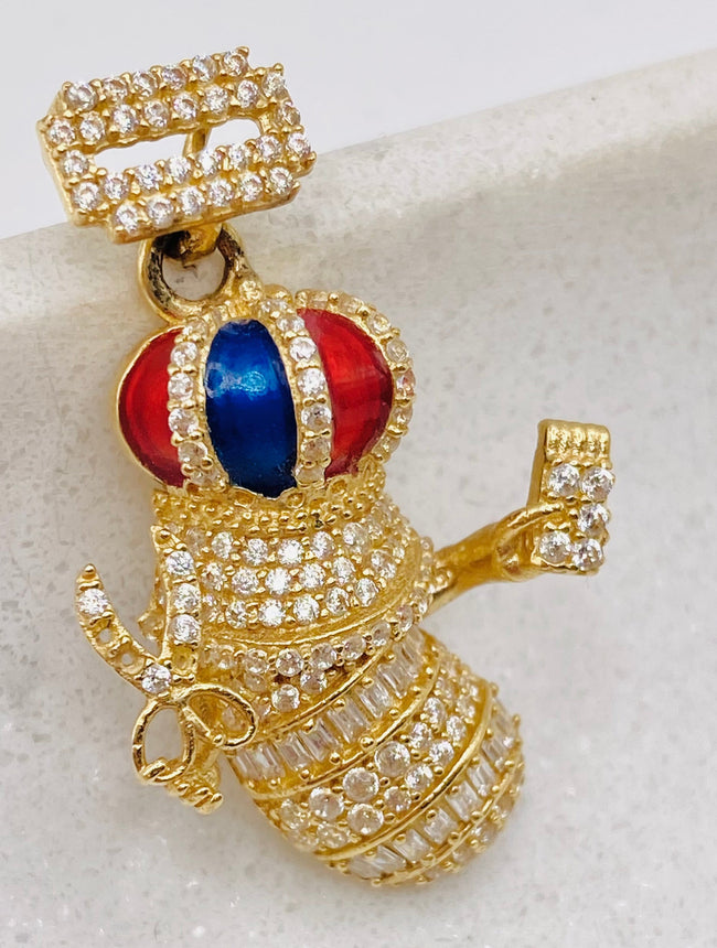 Medalla peluquería 14k, 2.5cm x 1.5cm