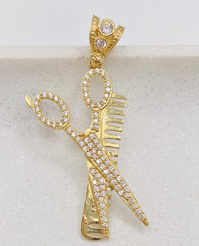 Medalla tijera 14k, 4.5cm x 1cm