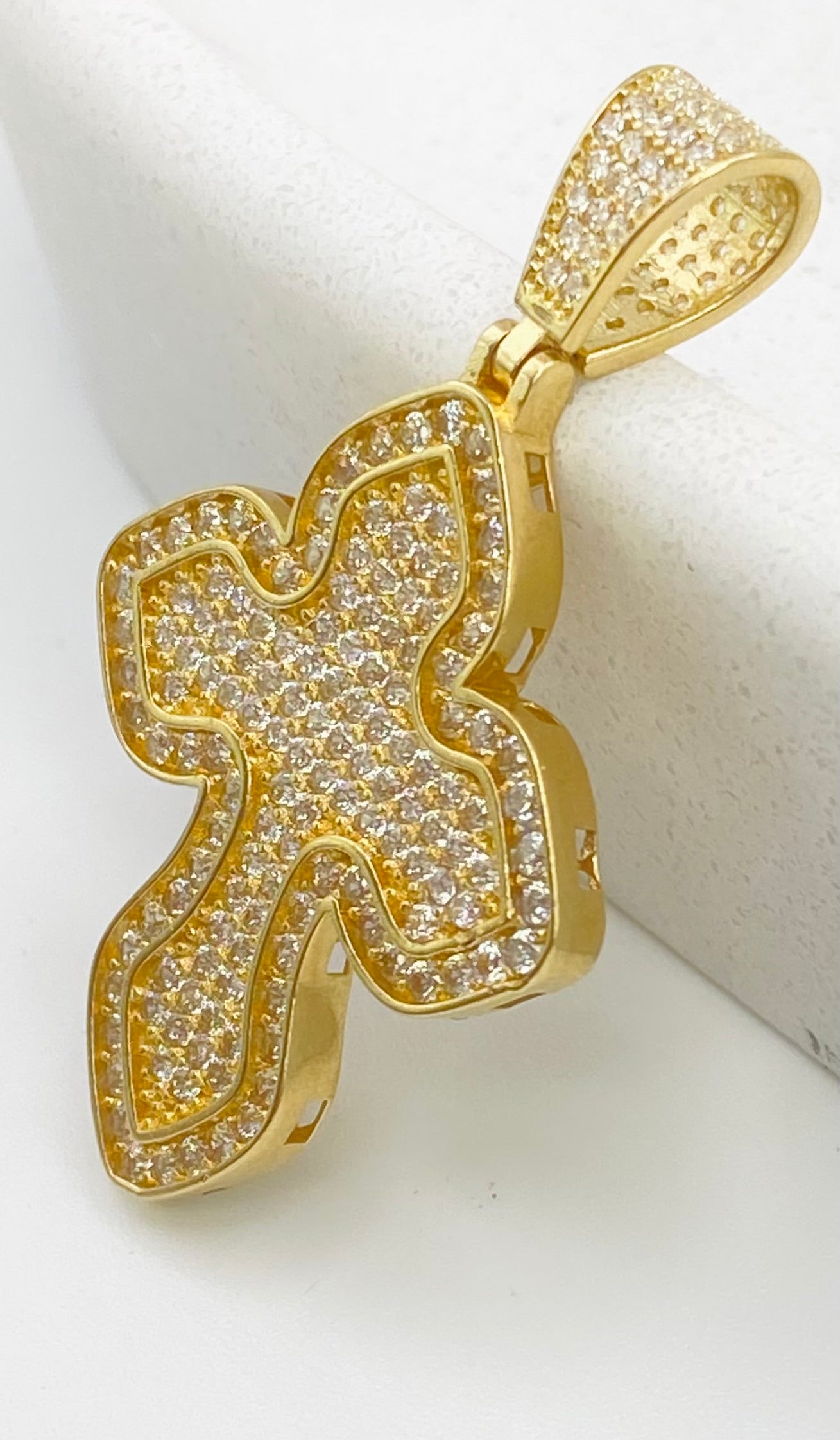 Medalla cruz zirconia 14k