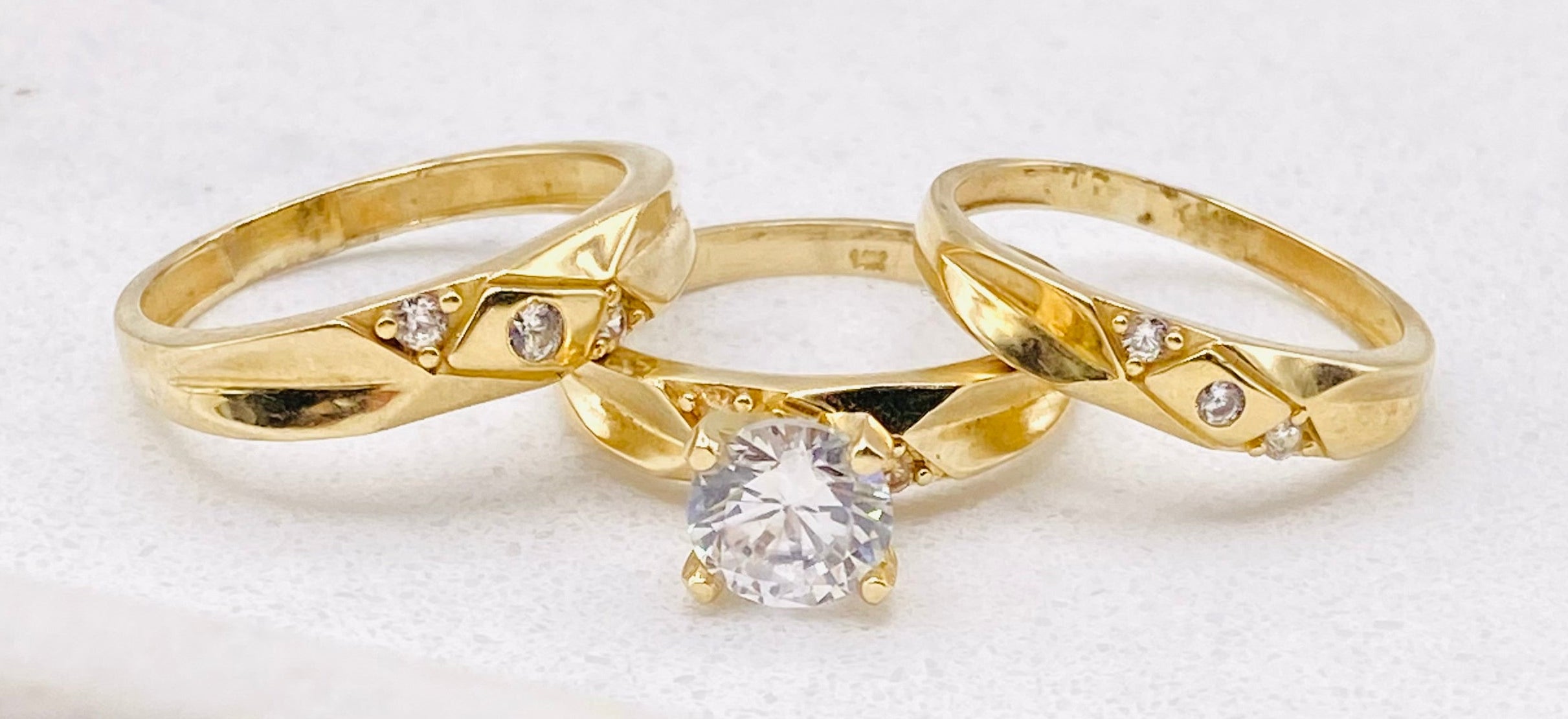Anillo trío de boda 14k. H#24. M#11