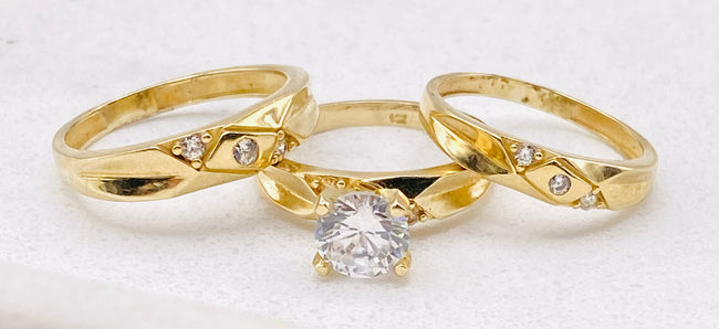 Anillo trío de boda 14k. H#24. M#11