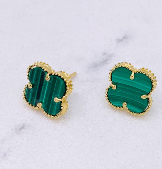 Aretes trébol 14k  1cm