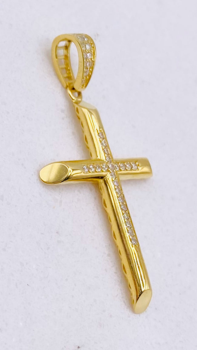 Medalla cruz 18k, 4cm x 2cm