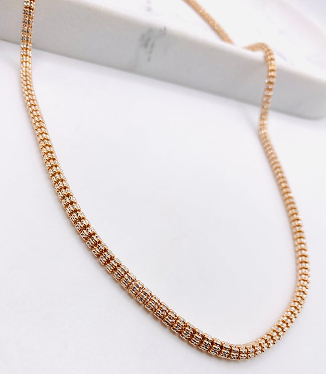 Cadena luna ice rosa 14k, 65cm x 4.1mm