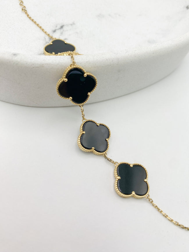 Guillo trébol 14k, talla 18 la flor 15.2mm