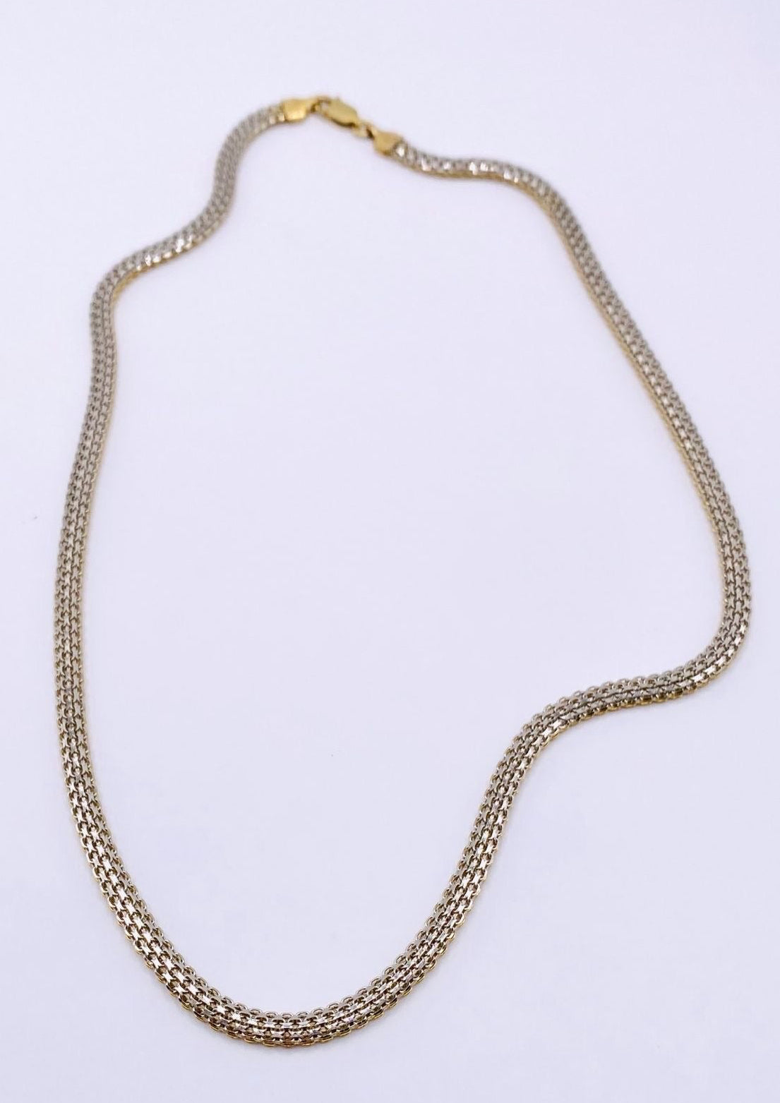 Cadena tejido snake reversible 14k, 40cm