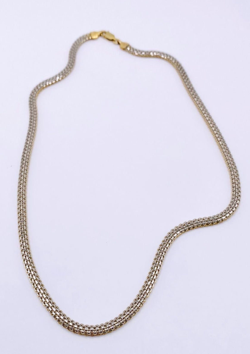 Cadena tejido snake reversible 14k, 40cm