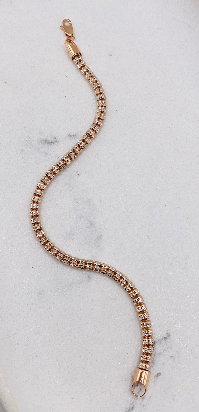 Guillo luna ice rosa 14k, 21cm x 3.8mm