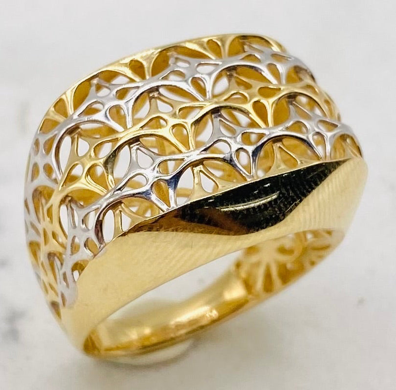Anillo 2tonos fígaro 14k, talla#17