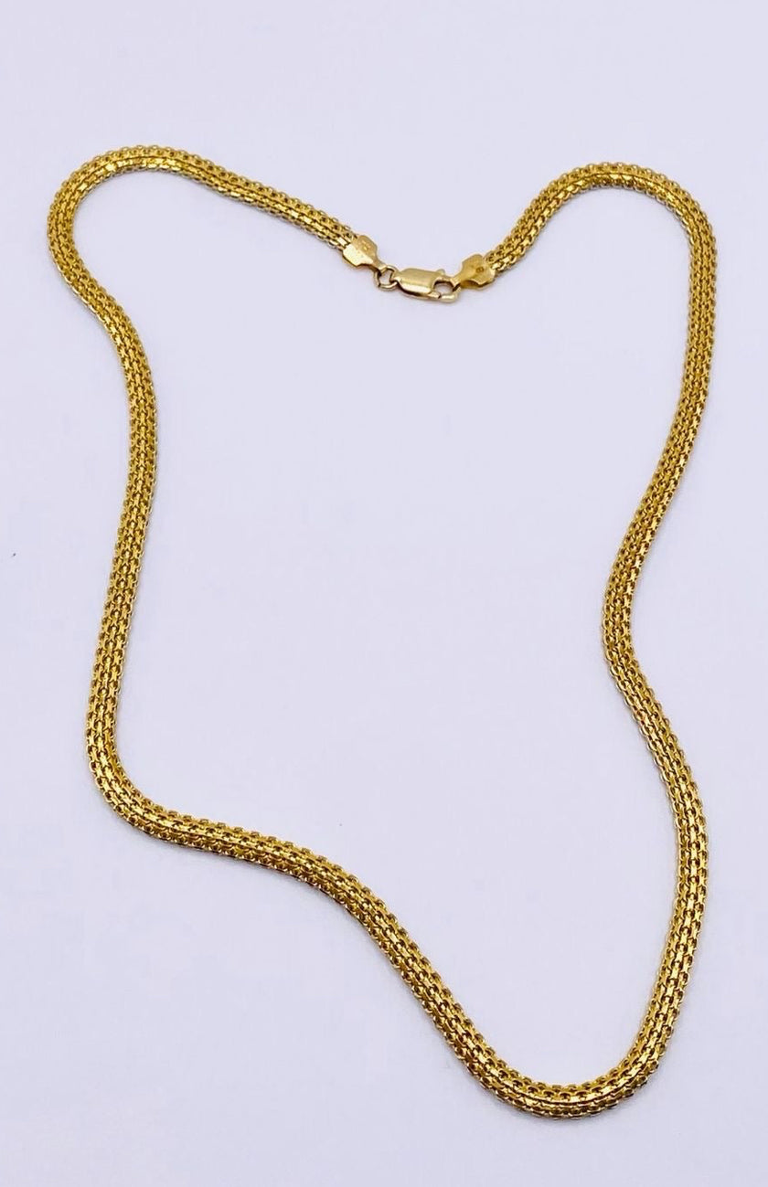 Cadena tejido snake reversible 14k, 40cm
