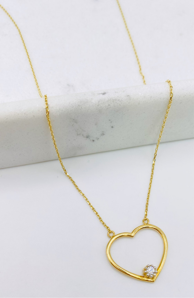 Cadena de corazón 14k, 45cm x 0.6mm