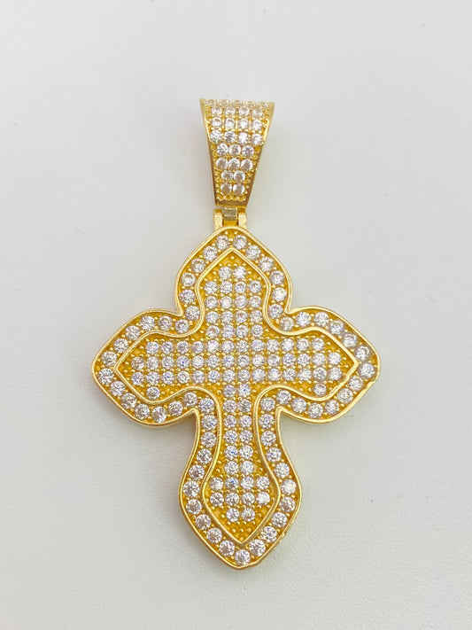 Medalla cruz zirconia 14k