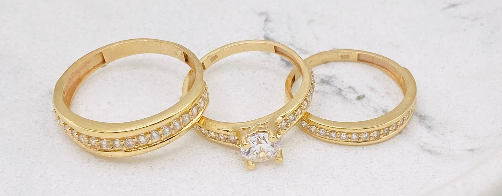 Anillo trío de boda 14k. M#15. H#22