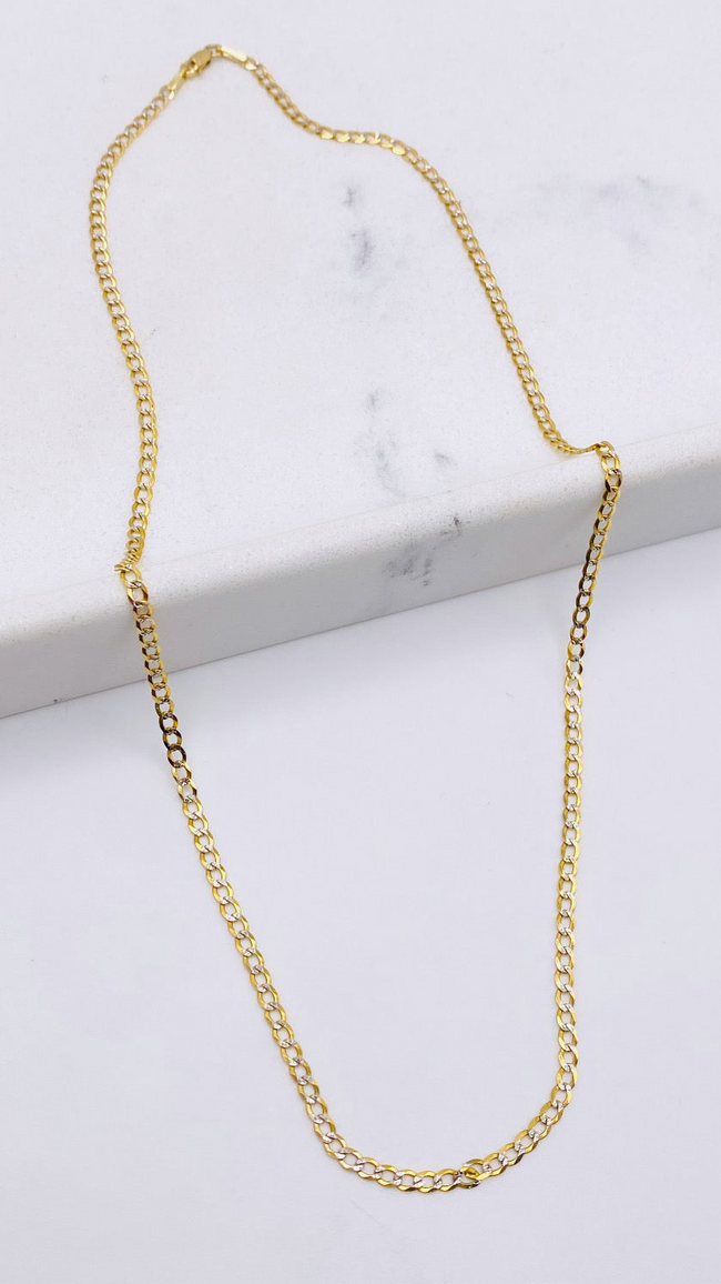 Cadena cubana combinada 14k, 45cm x 2.1 mm