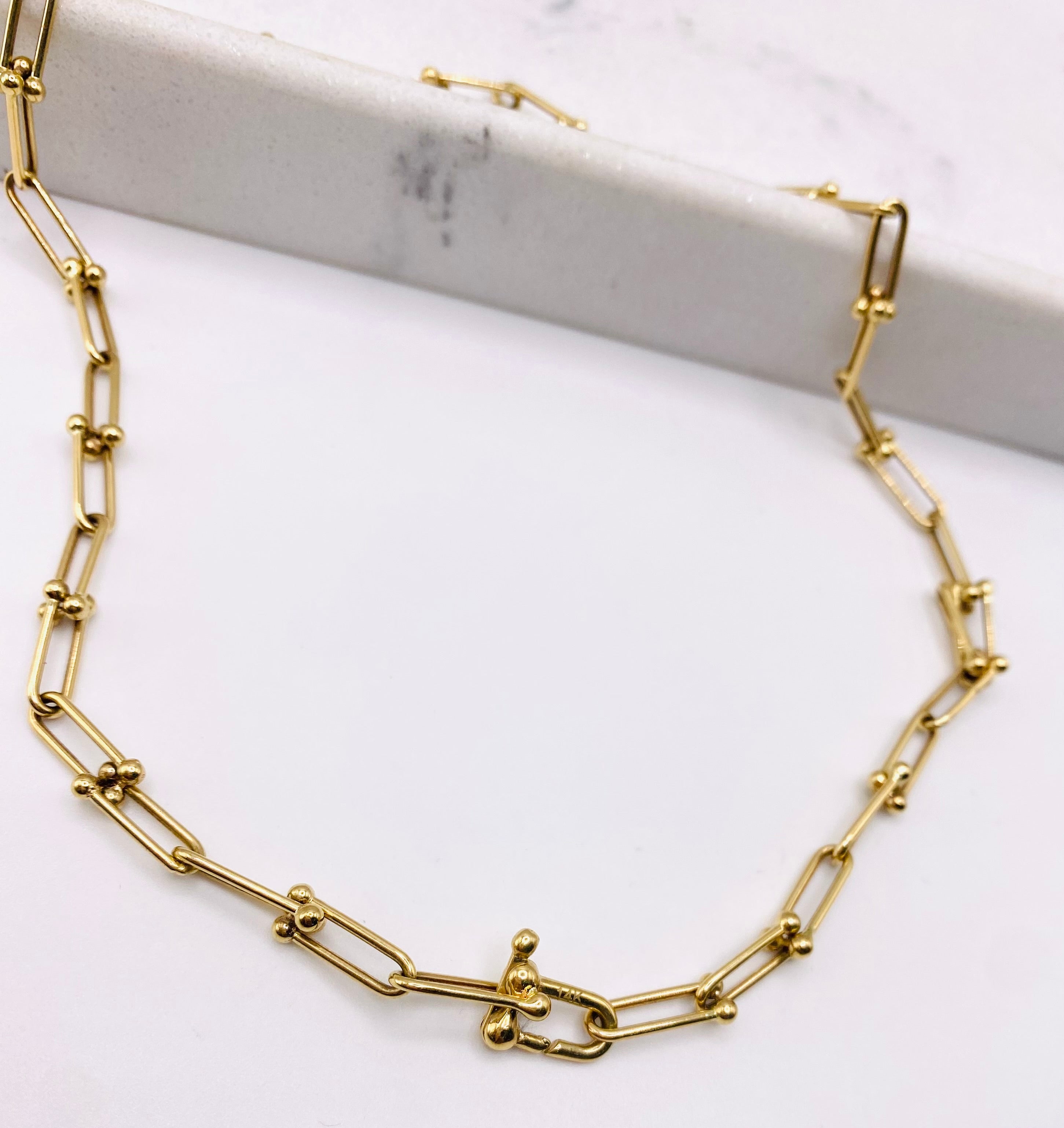 Cadena clip 14k, 45cm x 3.6mm