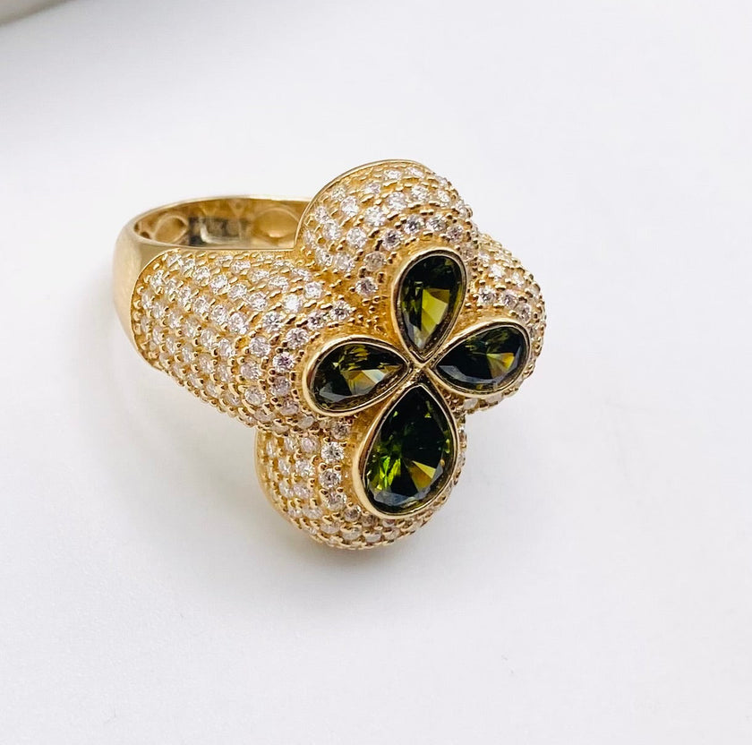 Anillo flor 14k, talla #22