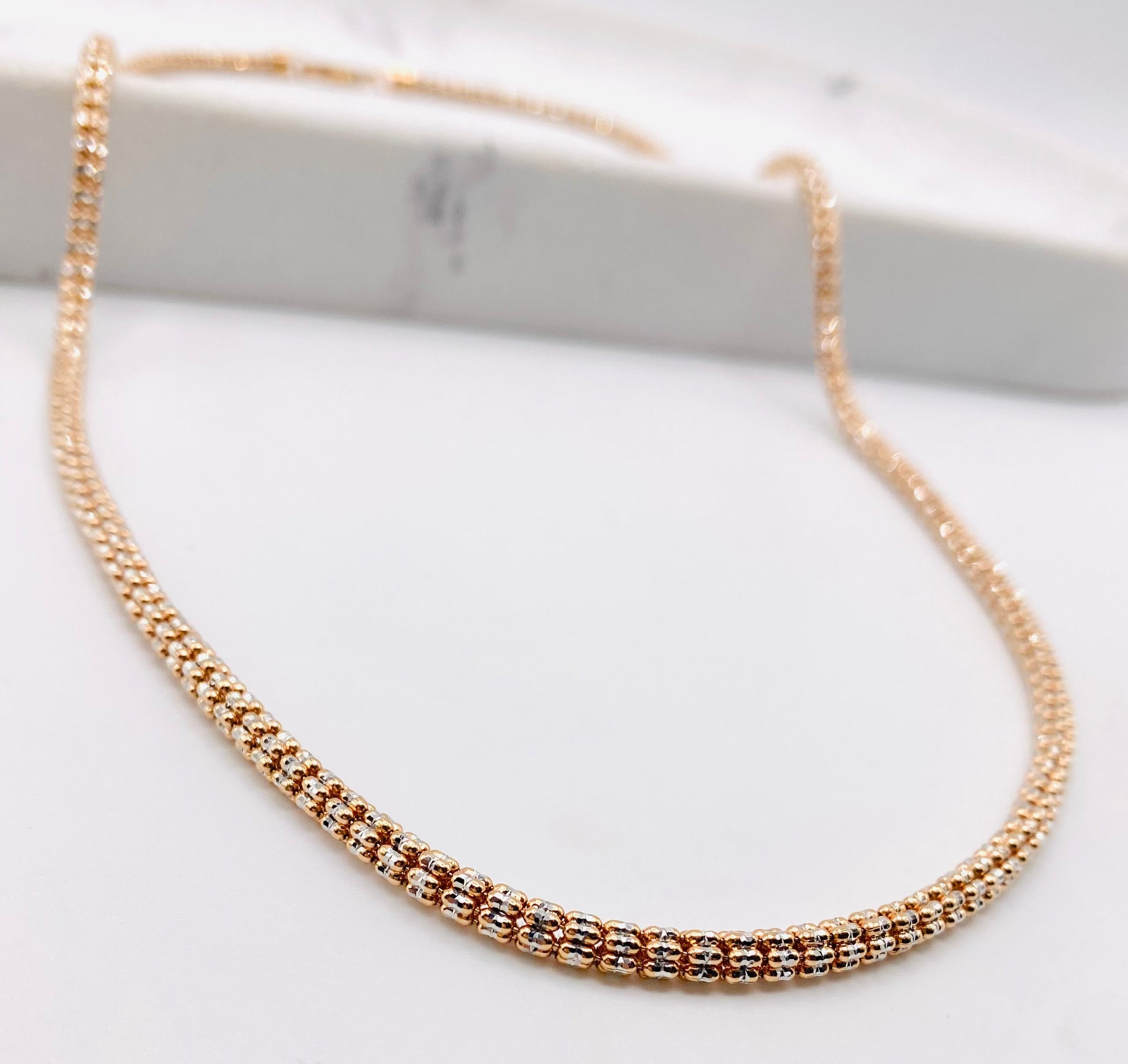 Luna ice rosa 14k, 60cm x 3.3mm