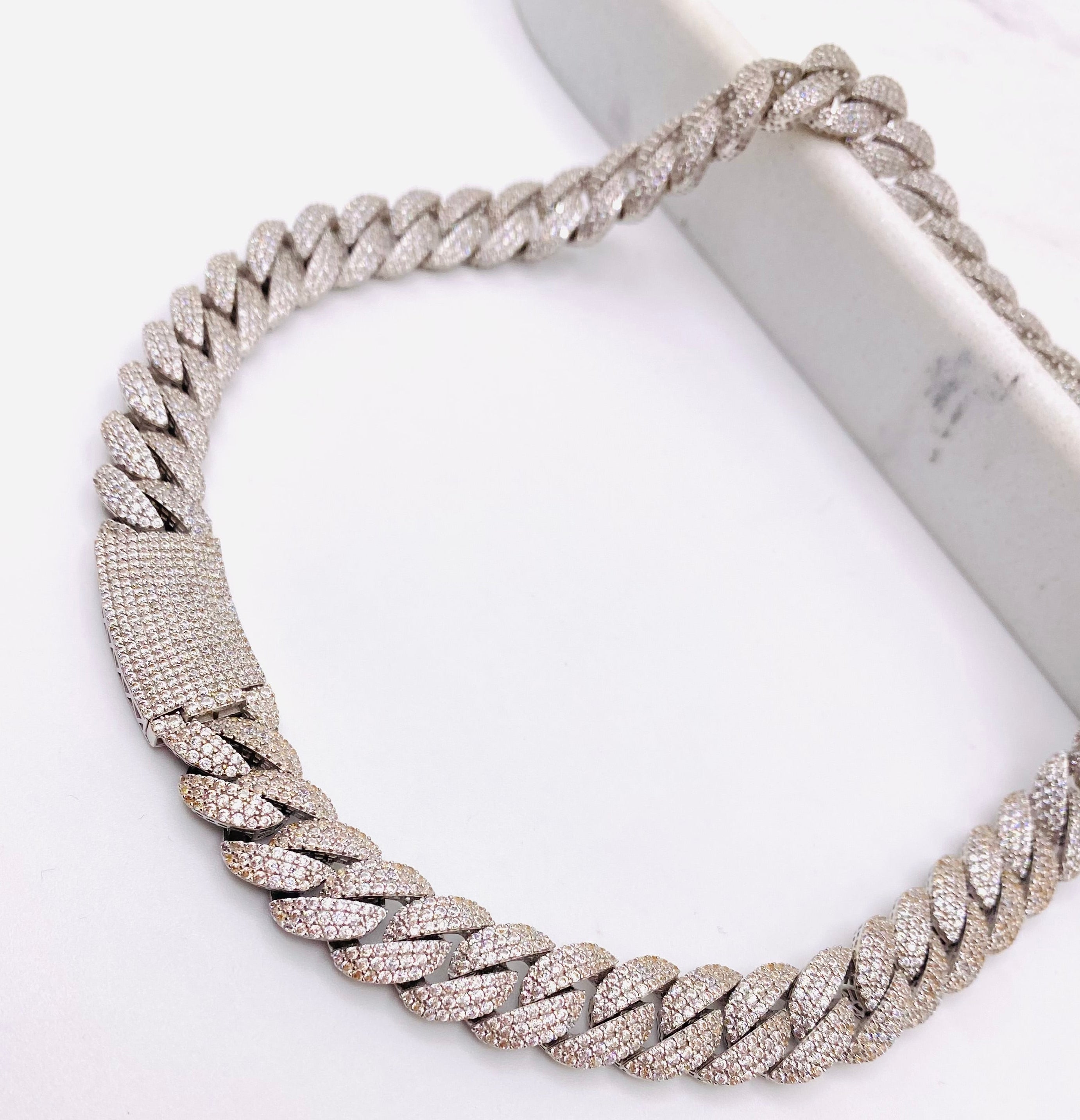 Cadena Mónaco blanca Zc 14k, 40cm x 11mm