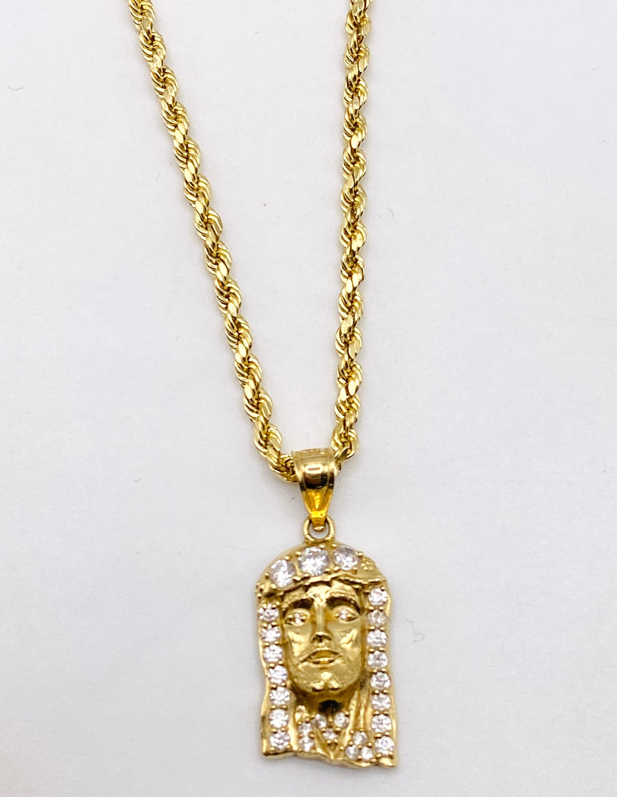 Cadena soga con medalla 14k, 50cm