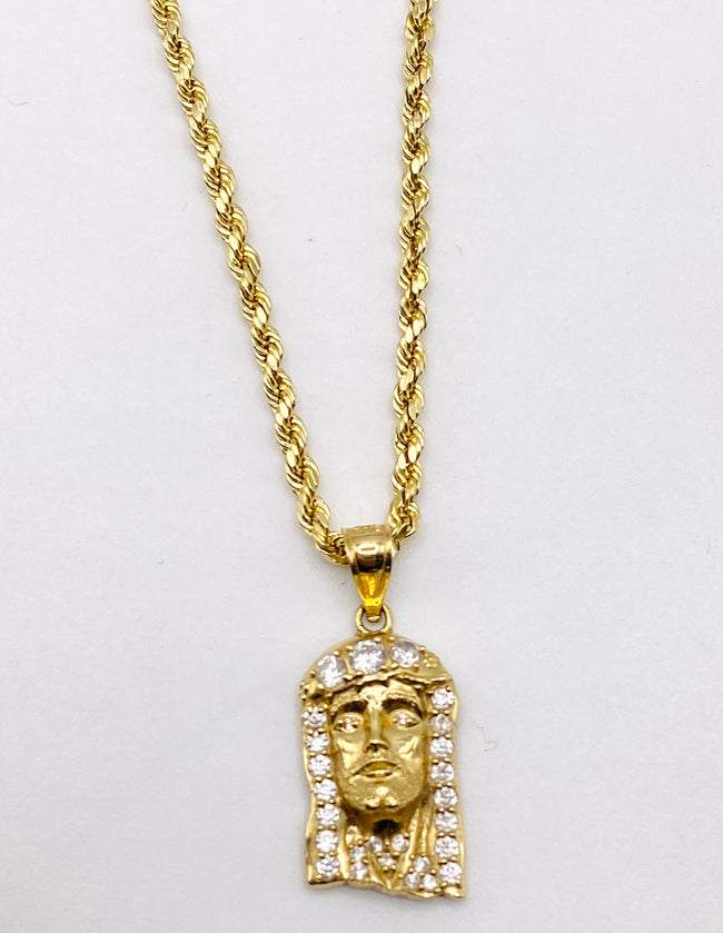 Cadena soga con medalla 14k, 50cm
