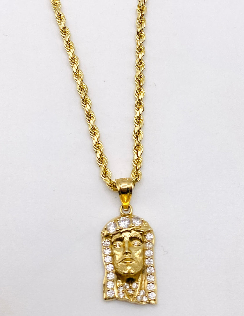 Cadena soga con medalla 14k, 50cm
