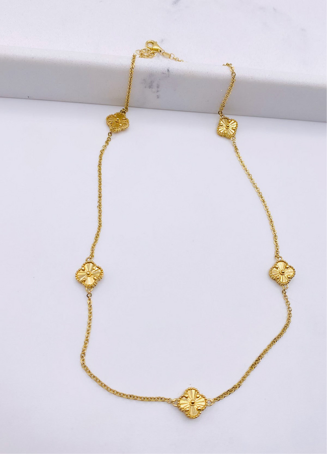 Cadena trébol dorado 14k, 45cm