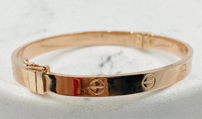 Pulsa oro rosado 14k, talla 19