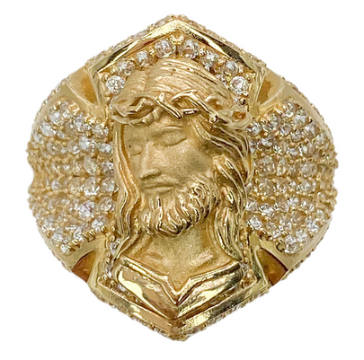 Anillo cara de cristo 14k, talla 22