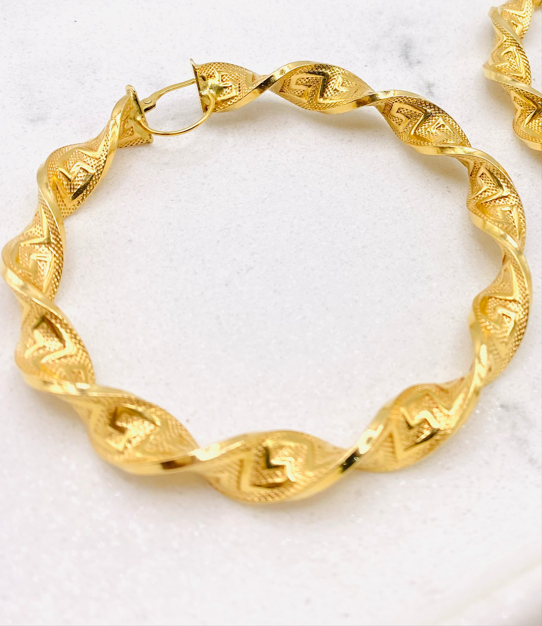 Aretes 18k, 6cm x 6.6 mm