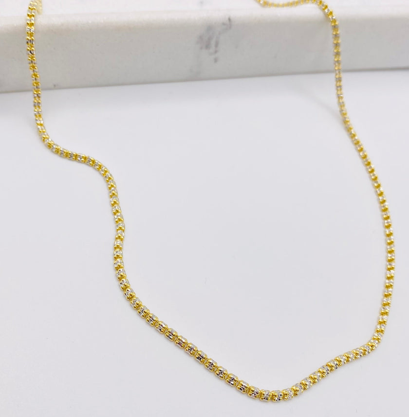 Cadena luna ice 14k,  60cm x 2.4MM