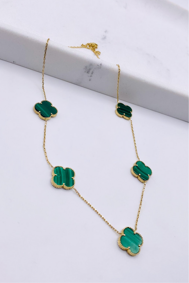 Cadena trébol 14k, 45cm