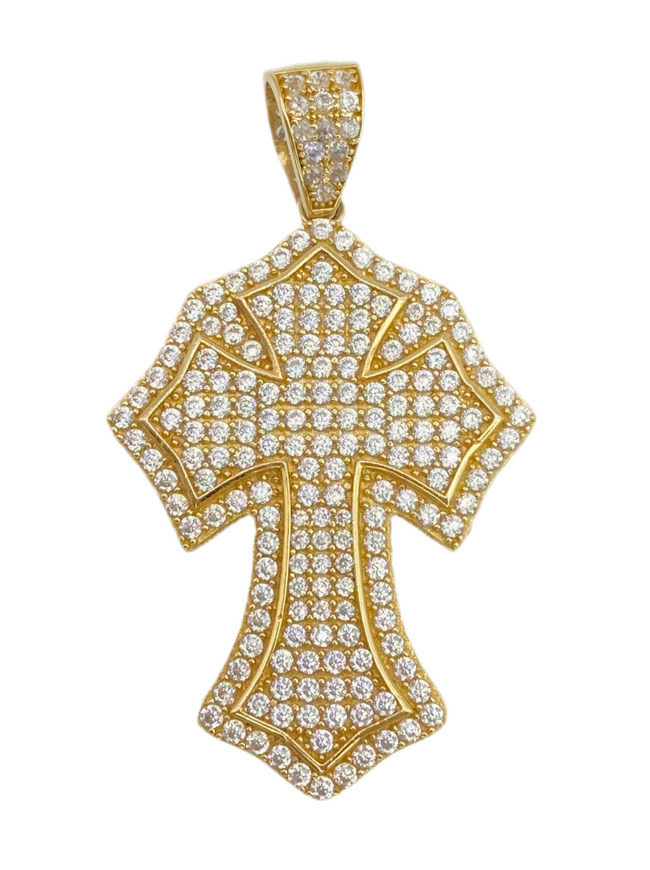 Medalla cruz zirconia 14k