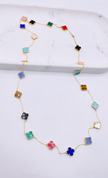 Cadena trébol de colores 14k, 85cm