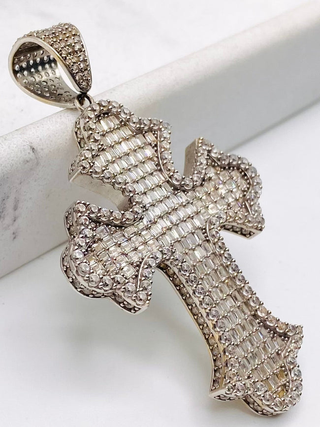 Cruz blanca 14k, 4cm x 7cm