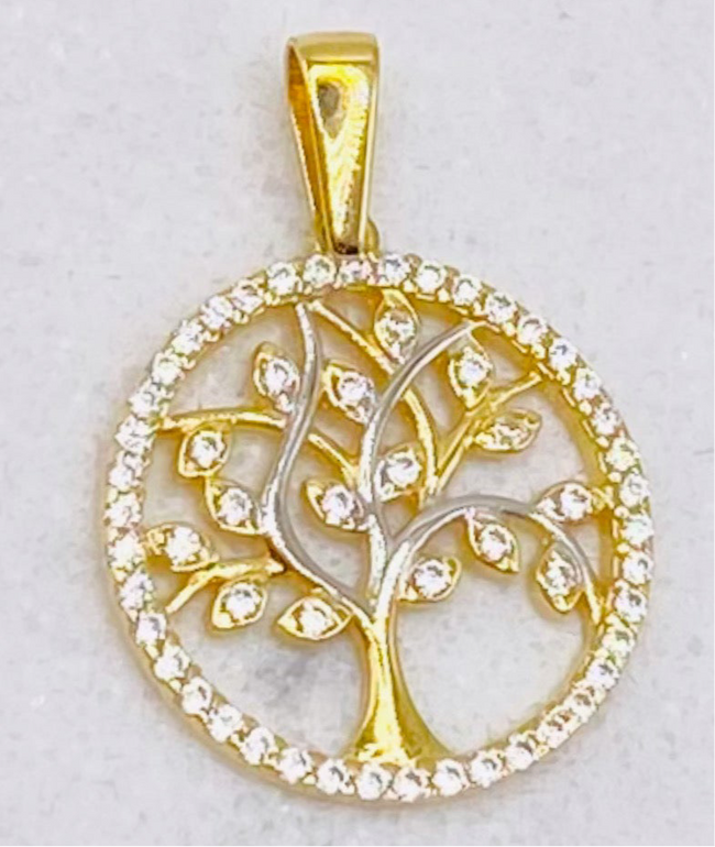 Medalla árbol 18k, 2cm x 1.5cm