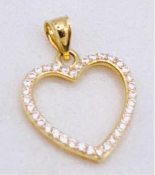Corazón zirconia 14k, 2.5 cm x 1.2 cm