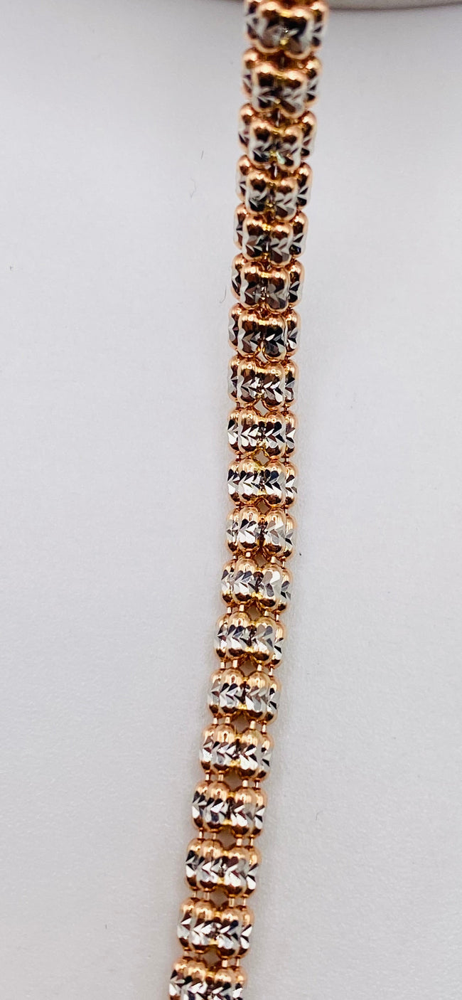 Guillo luna ice rosa 14k, 21cm x 3.8mm