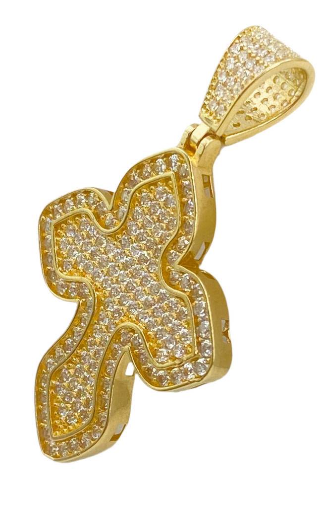 Medalla cruz zirconia 14k