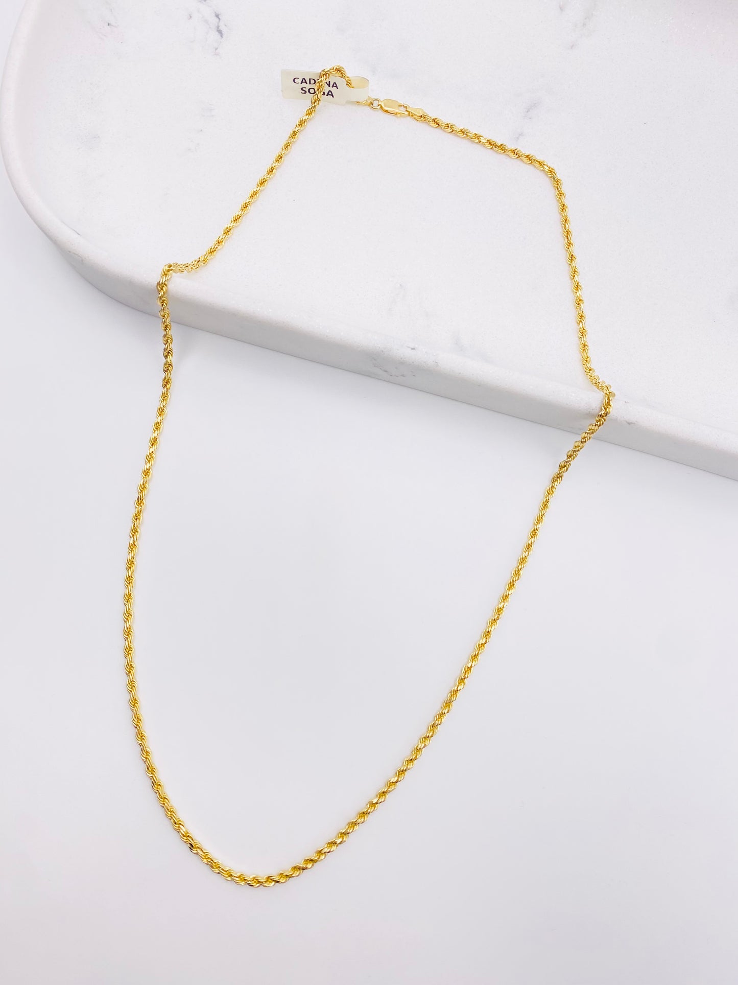 Cadena tejido soga 14k