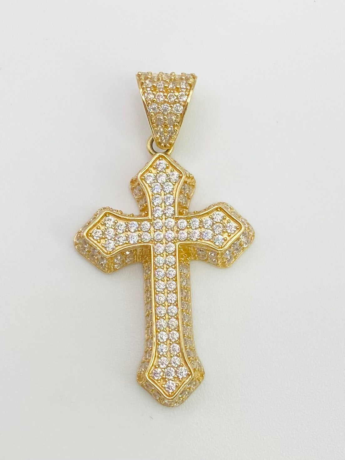 Medalla cruz zirconia 14k