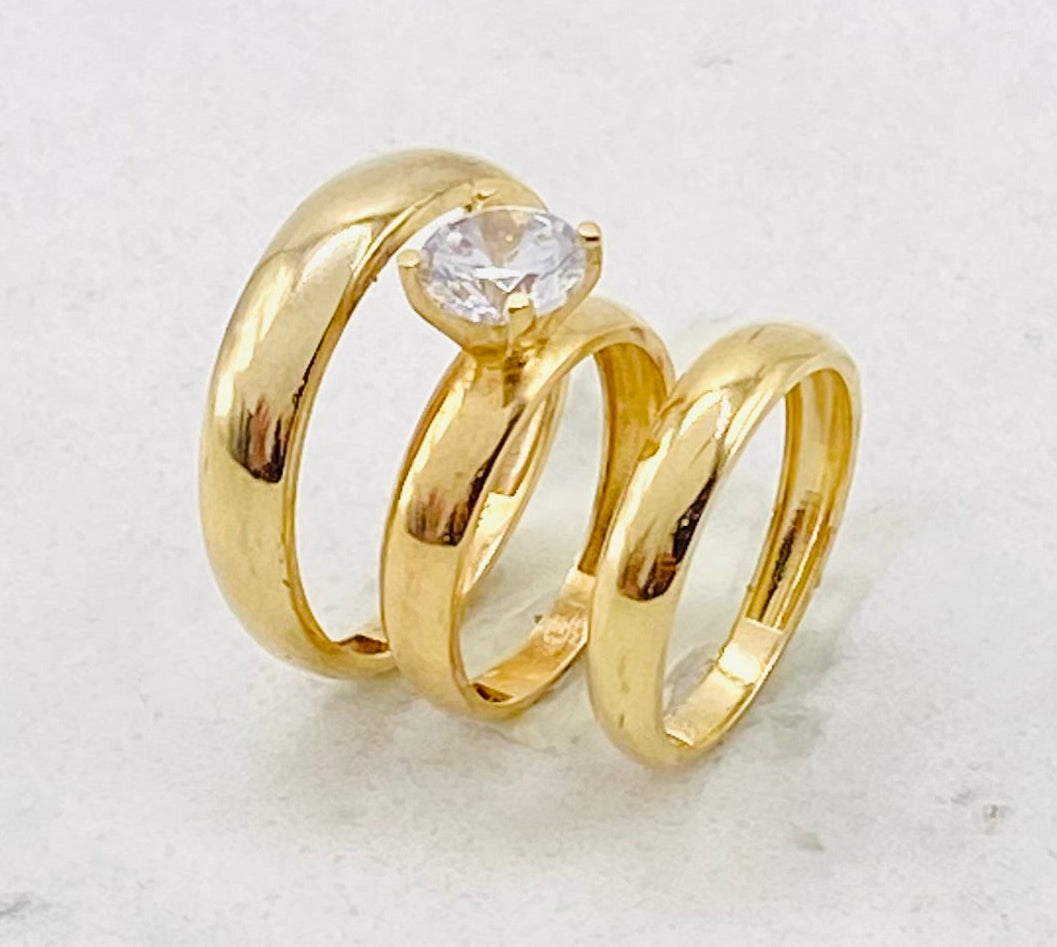 Anillo tríos boda 14k. #H 17. #M14