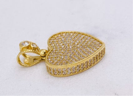 Corazón zirconia 14k, 3cm x 1.5cm