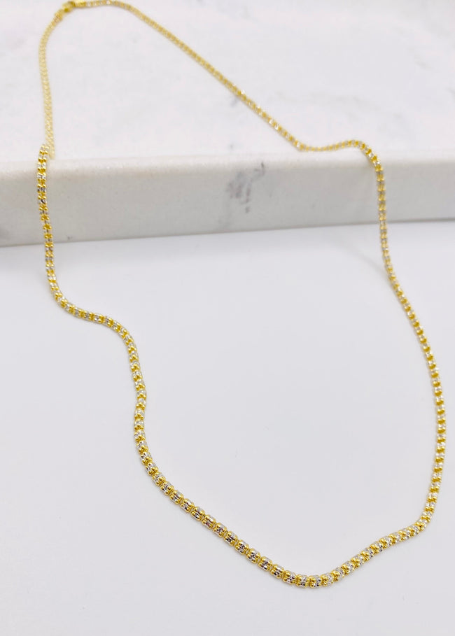 Cadena luna ice 14k,  60cm x 2.4MM