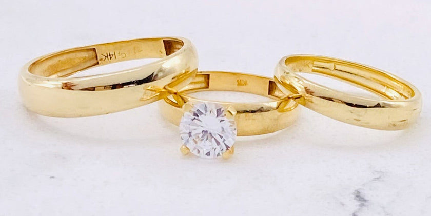 Anillo tríos boda 14k. #H 17. #M14