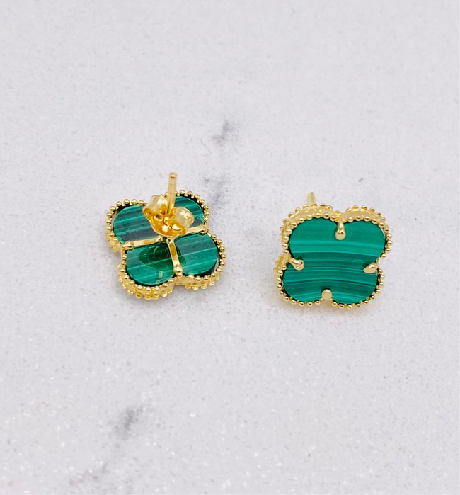 Aretes trébol 14k  1cm