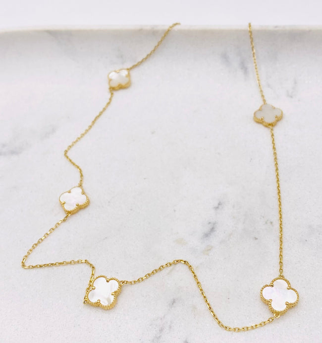 Cadena vancleef blanca 14k,  50cm x 0.8mm