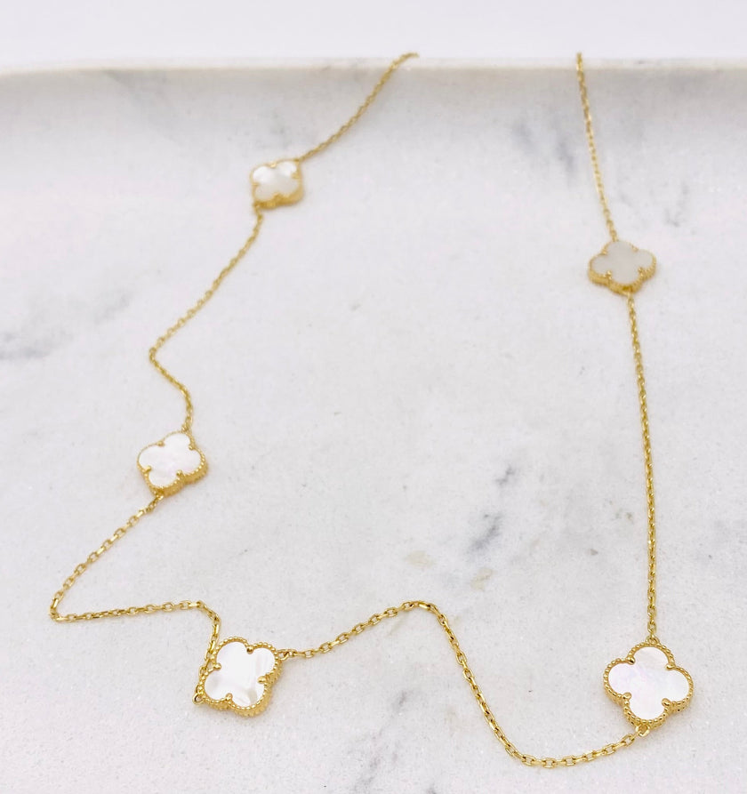 Cadena vancleef blanca 14k,  50cm x 0.8mm