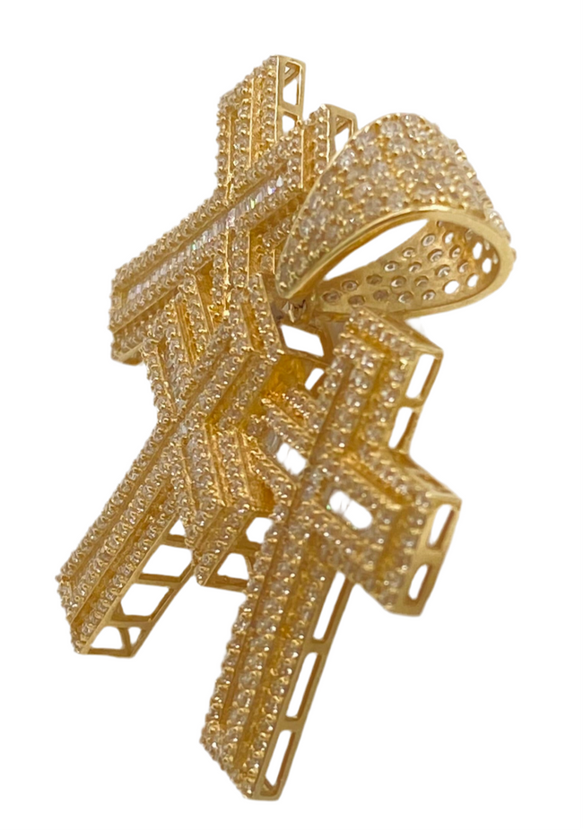 Medalla de cruz con zirconia 14k
